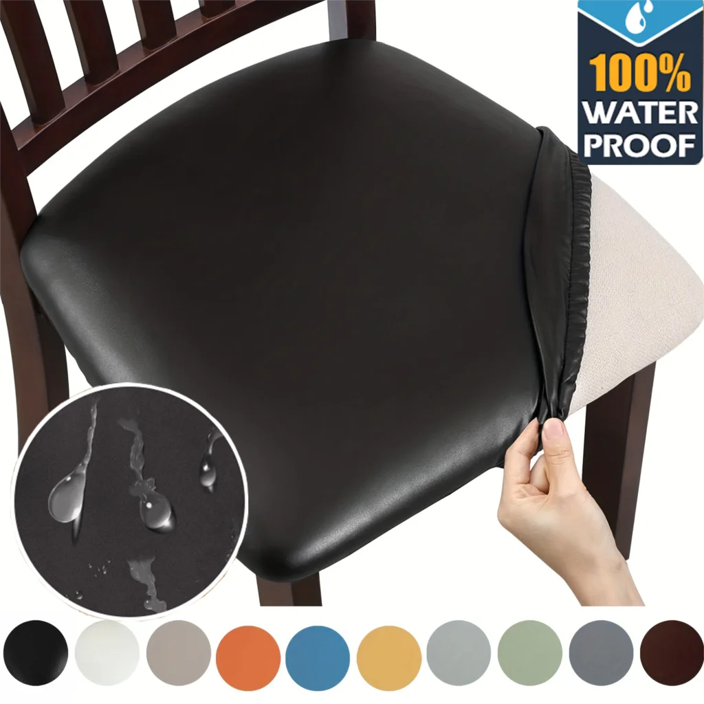 PU Waterproof Dining Chair Cushion Covers for Kitchen Dining Room Leather Seat