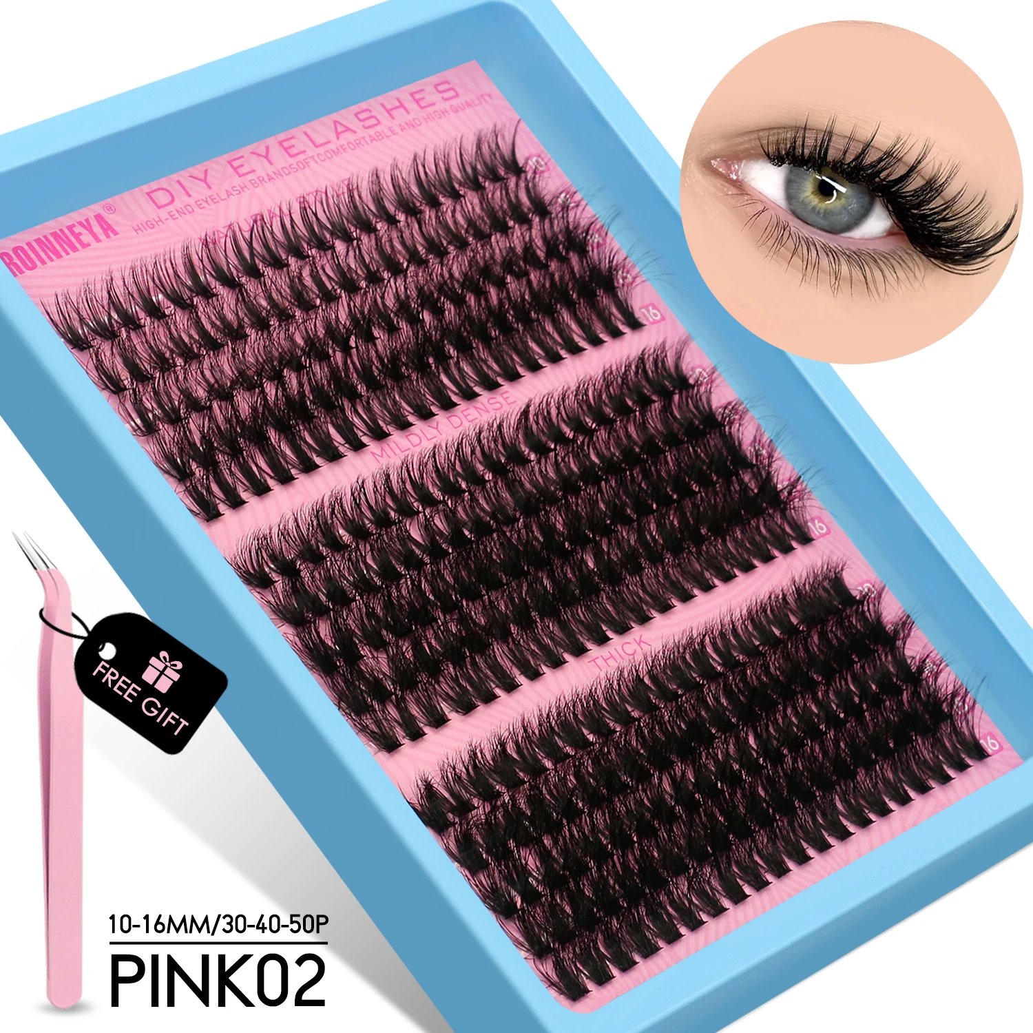 GROINNEYA Cluster Lashes Kit Fluffy Individual Lashes Volume Mixed Tray Faux Mink Lashes Eyelash Extension Makeup GROINNEYA Cluster Lashes Kit Fluffy Individual Lashes Volume Mixed Tray Faux Mink Lashes Eyelash Extension Makeup