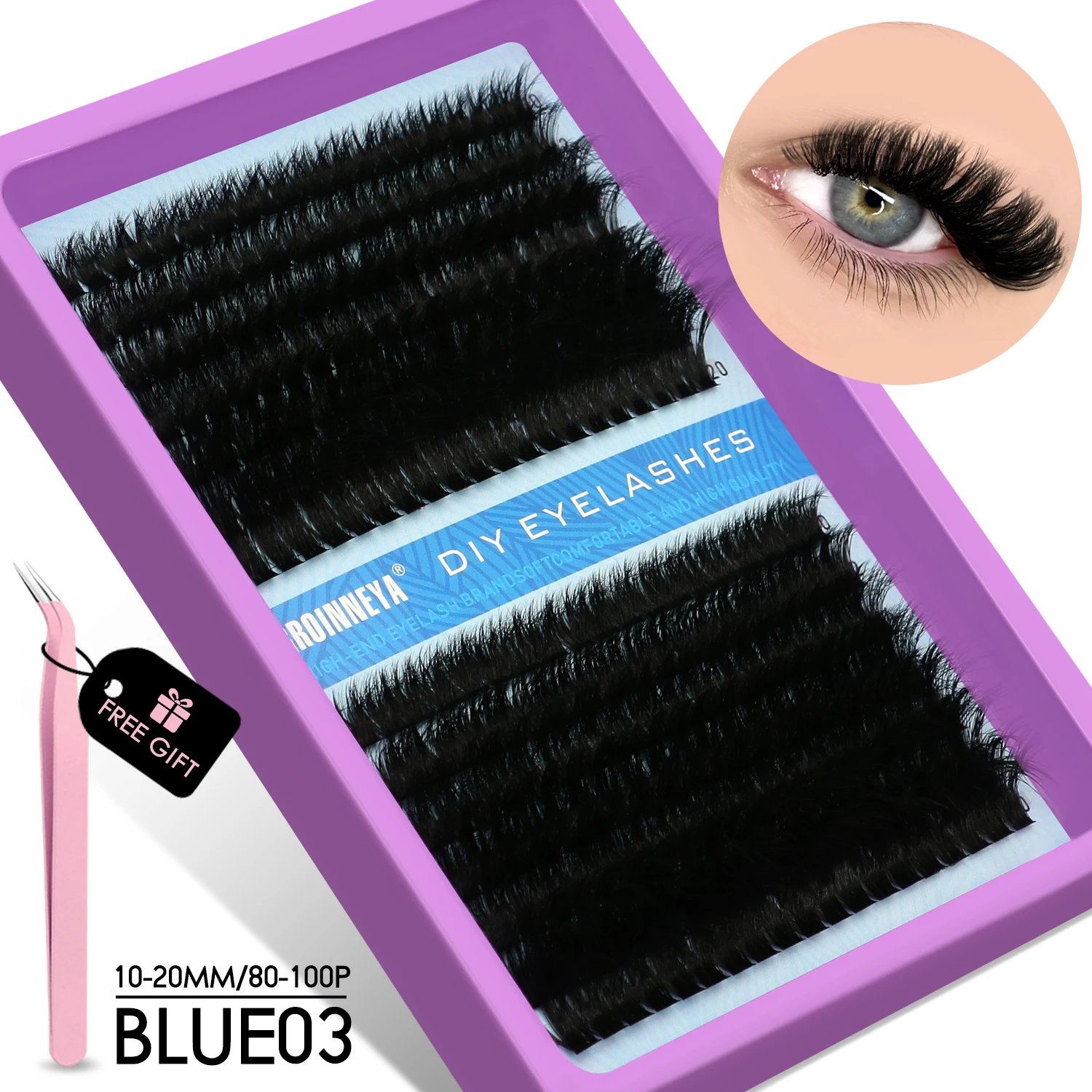 GROINNEYA Cluster Lashes Kit Fluffy Individual Lashes Volume Mixed Tray Faux Mink Lashes Eyelash Extension Makeup GROINNEYA Cluster Lashes Kit Fluffy Individual Lashes Volume Mixed Tray Faux Mink Lashes Eyelash Extension Makeup