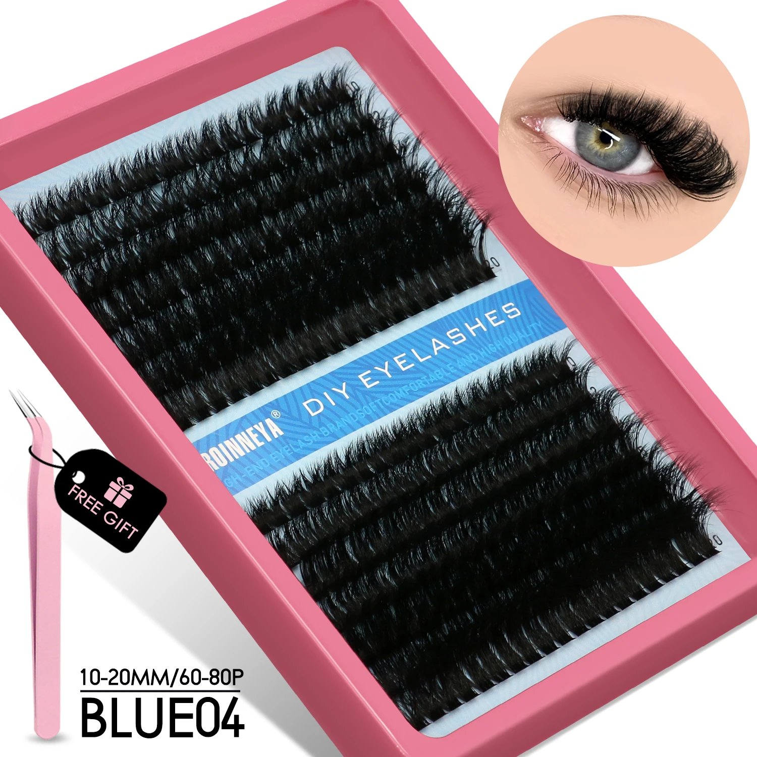 GROINNEYA Cluster Lashes Kit Fluffy Individual Lashes Volume Mixed Tray Faux Mink Lashes Eyelash Extension Makeup GROINNEYA Cluster Lashes Kit Fluffy Individual Lashes Volume Mixed Tray Faux Mink Lashes Eyelash Extension Makeup