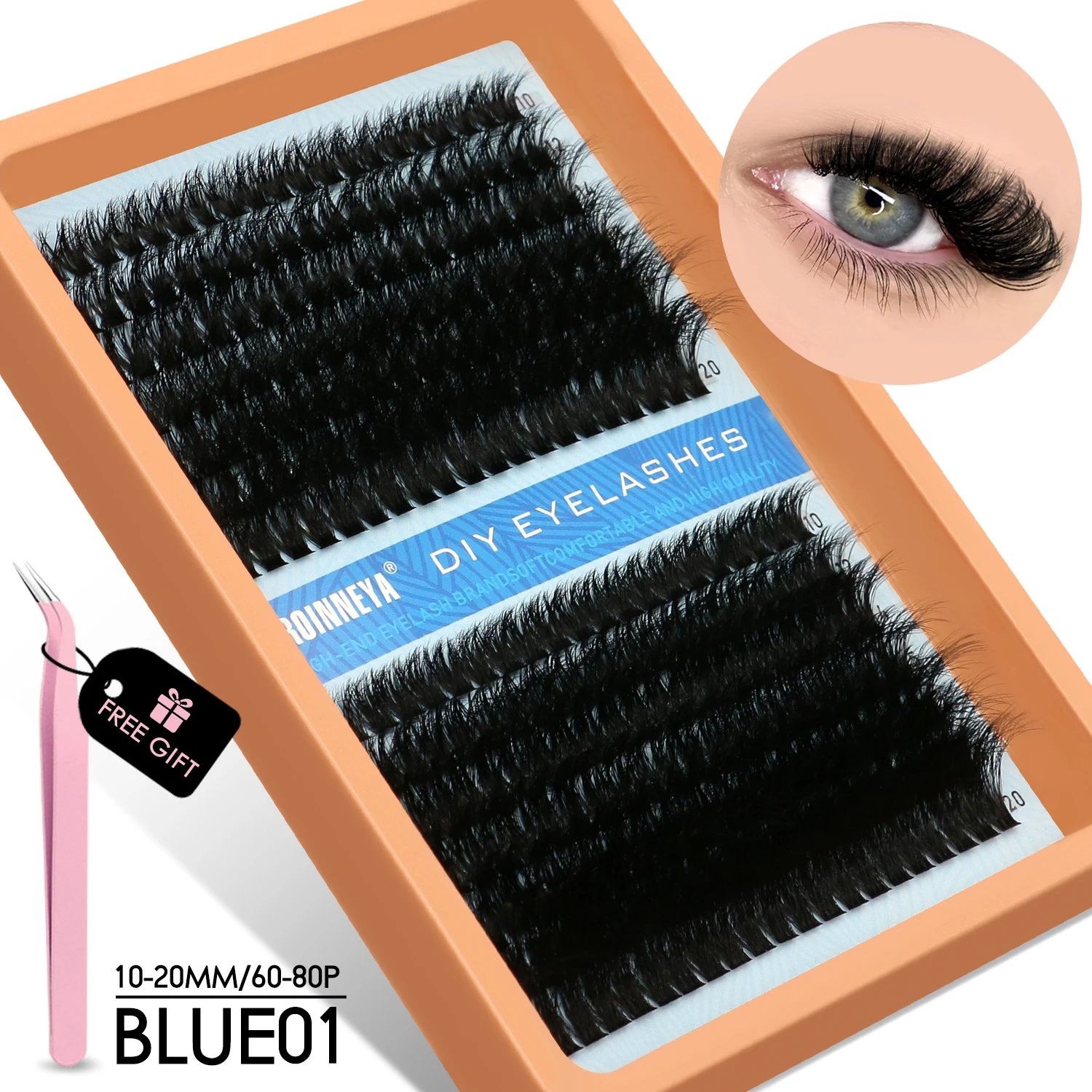 GROINNEYA Cluster Lashes Kit Fluffy Individual Lashes Volume Mixed Tray Faux Mink Lashes Eyelash Extension Makeup GROINNEYA Cluster Lashes Kit Fluffy Individual Lashes Volume Mixed Tray Faux Mink Lashes Eyelash Extension Makeup