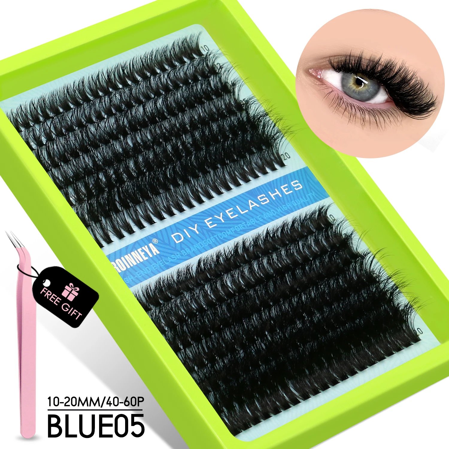 GROINNEYA Cluster Lashes Kit Fluffy Individual Lashes Volume Mixed Tray Faux Mink Lashes Eyelash Extension Makeup GROINNEYA Cluster Lashes Kit Fluffy Individual Lashes Volume Mixed Tray Faux Mink Lashes Eyelash Extension Makeup
