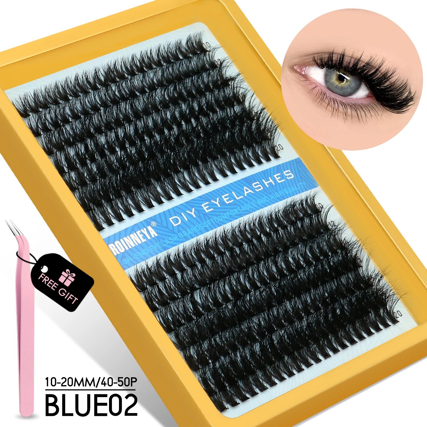 GROINNEYA Cluster Lashes Kit Fluffy Individual Lashes Volume Mixed Tray Faux Mink Lashes Eyelash Extension Makeup GROINNEYA Cluster Lashes Kit Fluffy Individual Lashes Volume Mixed Tray Faux Mink Lashes Eyelash Extension Makeup