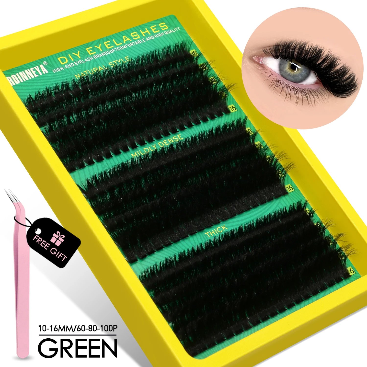 GROINNEYA Cluster Lashes Kit Fluffy Individual Lashes Volume Mixed Tray Faux Mink Lashes Eyelash Extension Makeup GROINNEYA Cluster Lashes Kit Fluffy Individual Lashes Volume Mixed Tray Faux Mink Lashes Eyelash Extension Makeup