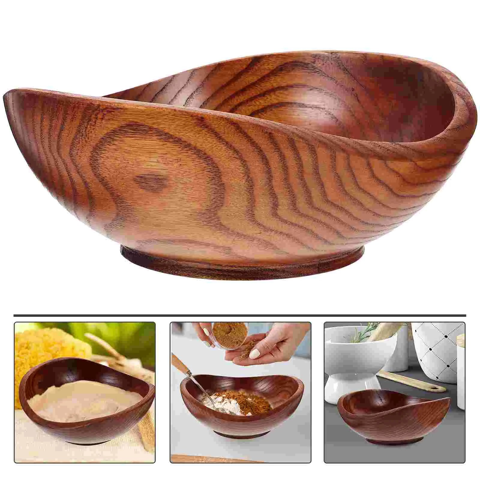 Solid Wood Fruit Bowl, a wooden salad bowl, perfect for snacks, fruits, and stylish table décor.
