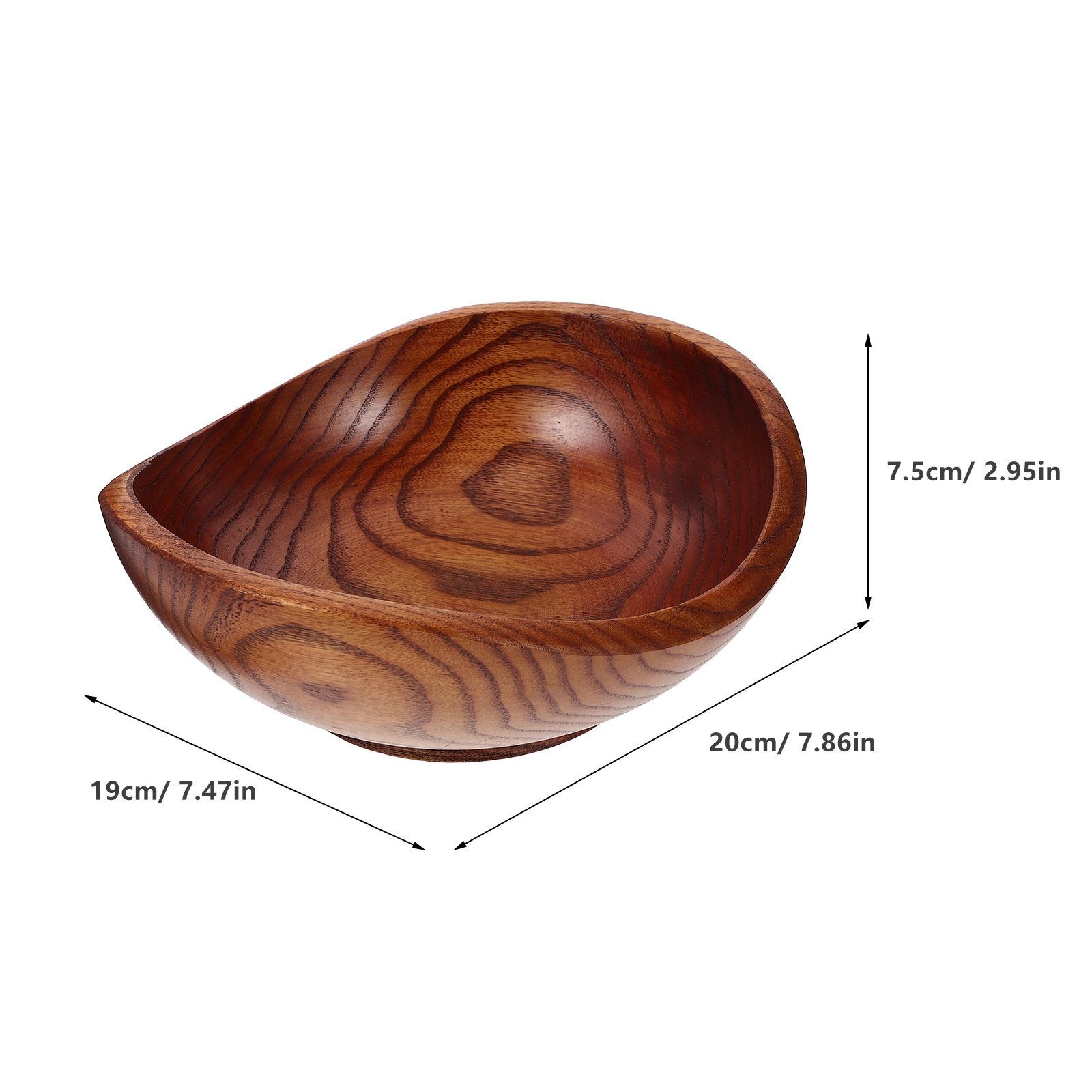 Solid Wood Fruit Bowl Kitchen Counter Snack Bowl Premium Wooden Salad Bowl Rustic Serving Bowl Smooth Edge Food