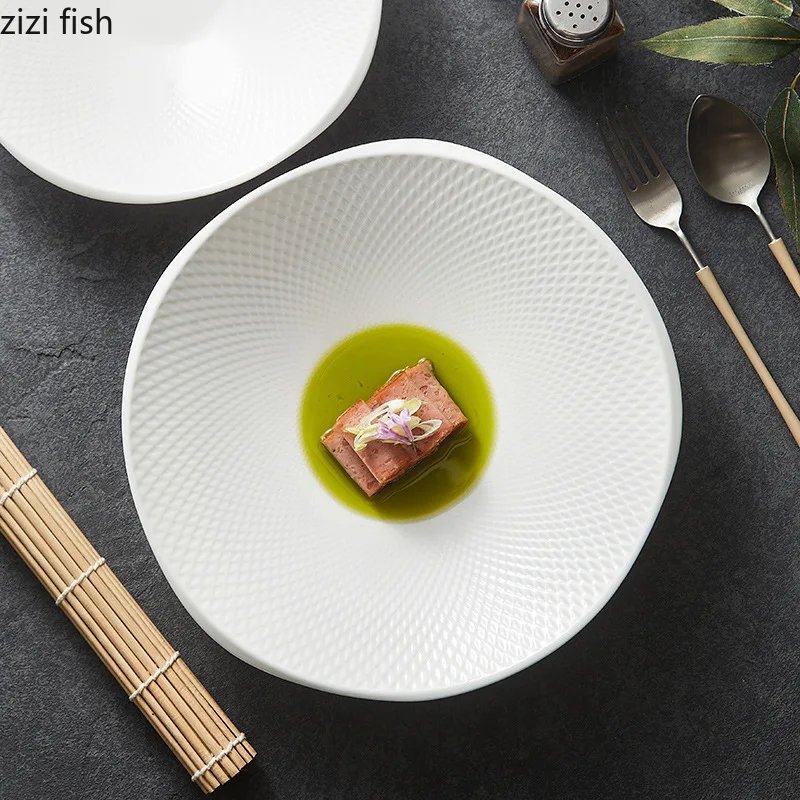 White Ceramic Soup Bowl Noodle Bowls Irregular Ceramics Dining Plate Fruit Salad Bowl Dessert Bowls Serving Plate Dim Sum Dish White Ceramic Soup Bowl Noodle Bowls Irregular Ceramics Dining Plate Fruit Salad Bowl Dessert Bowls Serving Plate Dim Sum Dish